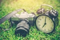 Photography times concept, mirrorless vintage camera