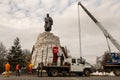 Photography to theme famous monument Taras Shevchenko during Ukraine war