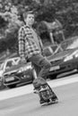 Photography to theme skateboarder riding skateboard in skatepark