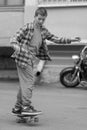 Photography to theme skateboarder riding skateboard in skatepark