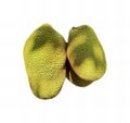 a photography of two pieces of bread fruit on a white surface, there are two pieces of bread fruit on a white surface Royalty Free Stock Photo