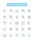 Photography vector line icons set. Photographer, Shutter, Aperture, Camera, Capture, Photo, Canon illustration outline