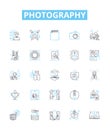 Photography vector line icons set. Photographer, Shutter, Aperture, Camera, Capture, Photo, Canon illustration outline