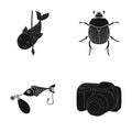 Photography, video, ecology and other web icon in black style.tackle, accessories, camera icons in set collection.