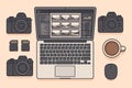 Photography Workflow and Editing Essentials Flat Lay Illustration Royalty Free Stock Photo