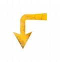 a photography of a yellow arrow pointing left on a white background, there is a yellow arrow pointing right at the top of a sign