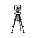 Photograpic camera with tripod Royalty Free Stock Photo