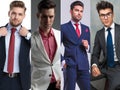 Photomontage of four handsome young men wearing suits