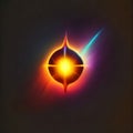 Photon, quantum, particle of light. Light and particle interplay on subject of science, education, computing and modern technology