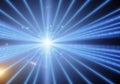 Photon, quantum, particle of light. Light and particle interplay on subject of science, education, computing and modern technology