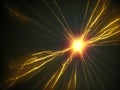 Photon, quantum, particle of light. Light and particle interplay on subject of science, education, computing and modern technology