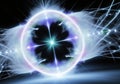 Photon, quantum, particle of light. Light and particle interplay on subject of science, education, computing and modern technology