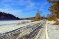 Photoproject `Spring puddles`. A series of photos. Suddenly, in March, a thaw came and snow melted on the roads. Thaw.