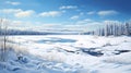 Photoreal Winter Landscape Background In Quebec Province