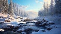 Photoreal Winter Landscape Painting In Quebec Province