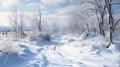 Photoreal Winter Landscape In Quebec Province: Realistic And Hyper-detailed Woods And Snow