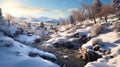 Photoreal Winter Landscape in Quebec Province: Snowy Mountains and Mountain Creek