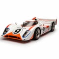 Photorealist Orange White Race Car On White Background