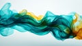 Photorealistic Abstract Art Banner With Teal Ink Swirling In Water