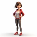 Photorealistic Animation Of A Girl In A Red Jacket And Jeans