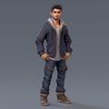 Photorealistic Animation Of Handsome Male Game Character In Coat And Jeans