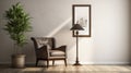 Photorealistic Arm Chair With Floor Lamp: Uhd Image In Traditional Color Scheme Royalty Free Stock Photo