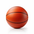 Photorealistic basketball on glossy seamless white backdrop copyspace