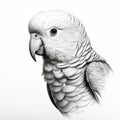 Photorealistic Black And White Parrot Drawing In 8k Resolution