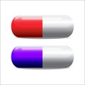 Photorealistic blue and red pills. Rasterized copy Royalty Free Stock Photo