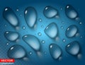 Photorealistic blue water big and small drops