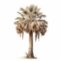 Photorealistic Brown Palm Tree On White Background