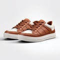 Photorealistic Brown And White Sneakers With Sharp Angles