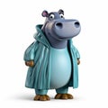 Photorealistic Cartoon Hippo Toy With Coat And Jacket