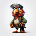 Photorealistic Cartoon Pirate Bird: Mr. Potato Head Parrot