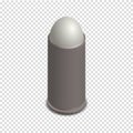 Photorealistic cartridge with a bullet in isometric, vector illustration.