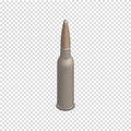 Photorealistic cartridge with a bullet in isometric, vector illustration.