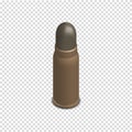 Photorealistic cartridge with a bullet in isometric, vector illustration.