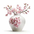 Photorealistic Cherry Blossom Bouquet In Modern Ceramic Vase