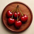 Photorealistic Cherry With Visible Wood Grain In Symmetrical Pattern