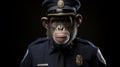 Photorealistic Chimpanzee Police Officer In Vray Tracing Style