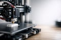 Close Up of Desktop 3D Printer Printing a Prototype with Copy Space Royalty Free Stock Photo