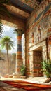 Photorealistic close-up image of magical ancient Egyptian ruins on a stone wall