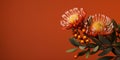 Photorealistic close-up image of protea flowers.