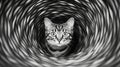 Photorealistic Close-up Portrait Of Cute Cat In Swirl Pattern Backdrop