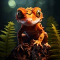 Photorealistic Close-up Of A Red Gecko With Strong Facial Expression