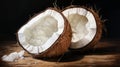 Photorealistic Coconut Half On Table: Detailed Rendering By Mark Arian