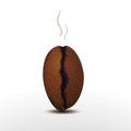 Photorealistic coffee bean with smoke isolated on