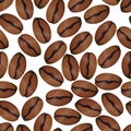 Photorealistic coffee beans on white seamless