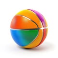 Photorealistic colourful rainbow basketball ball icon isolated on white background. March madness. AI Generative