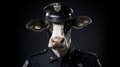 Photorealistic Cow Police Officer Artwork On Black Background